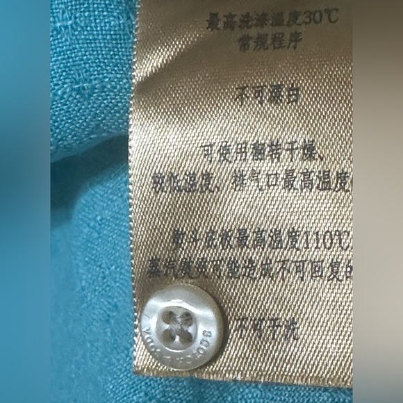 Scotch & Soda Men’s Linen Shirt L Blue/Green Button-Up Short Sleeve Toxic Fever - Picture 7 of 10